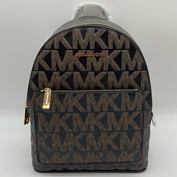 MICHAEL Michael Kors Adina Medium Backpack Black/Brown Signature Logo - Picture 1 of 11